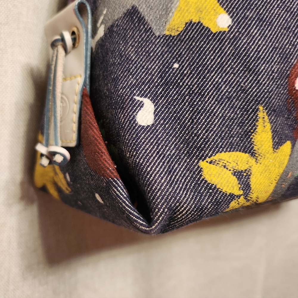 Dooney And Bourke -Vintage Denim Splatter Paint Chain And Leather Strap Bag - Picture 6 of 16